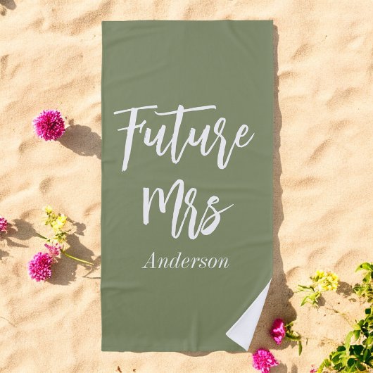 Serviette De Plage Future Mme Future mariée Sage Green Bachelorette