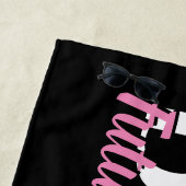 Serviette De Plage Future Mme Nom Mariée Rose et Noir (En situation)