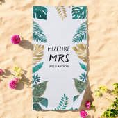 Serviette de plage Future Mme Vert Or Blanc Tropic