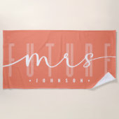 Serviette De Plage Future Mrs Modern Script Typography | Terracotte (Devant)