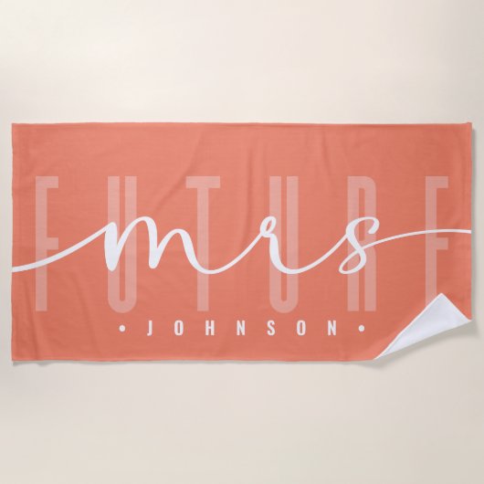 Serviette De Plage Future Mrs Modern Script Typography | Terre cuite (Devant)