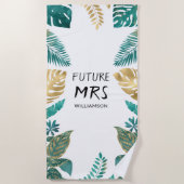 Serviette de plage Future Mrs Tropical Vert Or Bla (Devant)