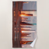 Serviette De Plage Futuristic Surreal Mirror Towers In Desert (Devant)