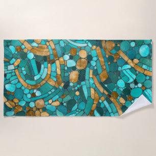 Serviette De Plage Galets Mosaic Art -Emerald et or