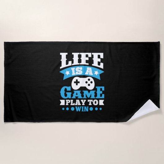 Serviette De Plage Gamer Gift Life Est Un Jeu (Devant)