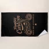Serviette De Plage Garage de motocyclette Bobber personnalisé (Devant)