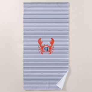 Serviette De Plage Garçons Aquarelle Crabe Monogramme Cercle T-shirt