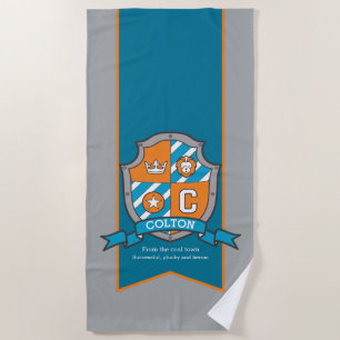 Serviette De Plage Garçons chevalier bouclier gris colton lettre c no