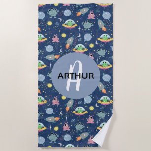 Serviette De Plage Garçons Cool Space Motif Rocket Ship Alien Enfants