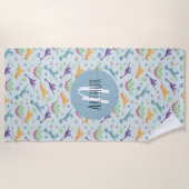 Serviette De Plage Garçons Cute Blue Dinosaur Motif Enfants (Devant)