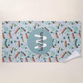 Serviette De Plage Garçons Cute Blue Train Voyage Enfants (Devant)