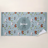 Serviette De Plage Garçons Cute Blue Transport Motif Enfants (Devant)