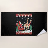Serviette De Plage Garçons Filles Santa Claus équitation Giraffe Slei (Devant)