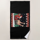Serviette De Plage Garçons Filles Santa Claus équitation Giraffe Slei (Devant)