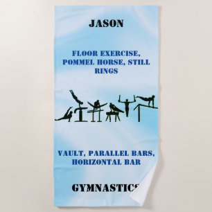Serviette De Plage Garçons Gymnastique Blue Ombre Beach Towne avec so