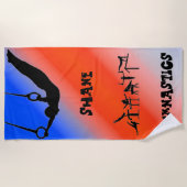 Serviette De Plage Garçons Gymnastique Cercles Patriotique Rouge Blan (Devant)