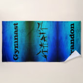 Serviette De Plage Garçons Gymnastique Nom personnalisé Blue Green Be (Devant)