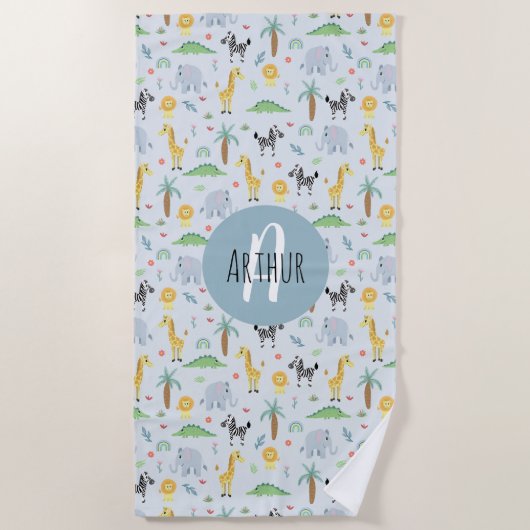 Serviette De Plage Garçons Jote Jungle Safari Animaux Zebra Enfants (Devant)