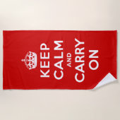 Serviette De Plage Gardez le calme et continuez (conception rouge) (Devant)
