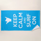 Serviette De Plage Gardez le calme et le Surf allumés (Devant)