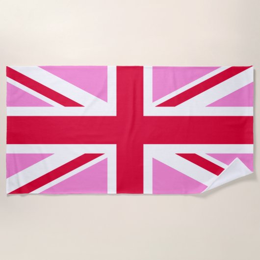 Serviette De Plage GAY PRIDE britannique (Union Jack rose) (Drapeau b (Devant)