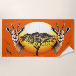 Serviette De Plage Gazelle Antelope africaine animal sauvage