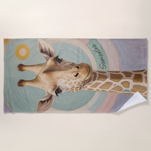 Serviette De Plage Géant doux : Pastel Giraffe (Devant)
