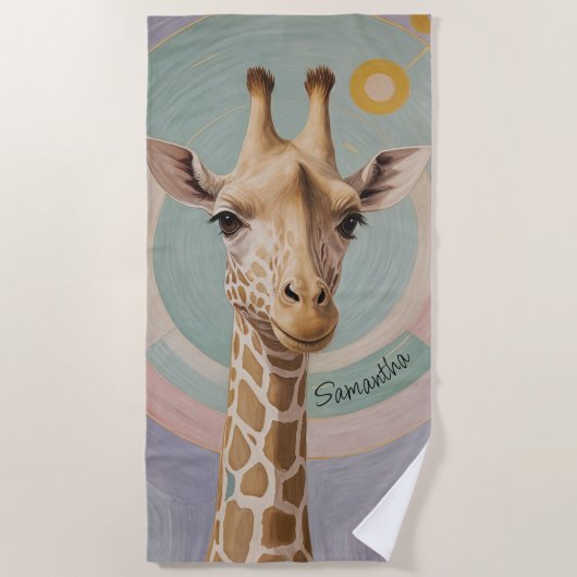 Serviette De Plage Géant doux : Pastel Giraffe (Devant)