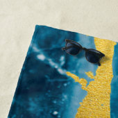Serviette De Plage Géode Agate Gemstone Blue et Gold (En situation)
