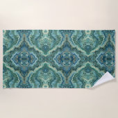 Serviette De Plage Géode de cristal vert et bleu (Devant)