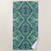 Serviette De Plage Géode de cristal vert et bleu (Devant)
