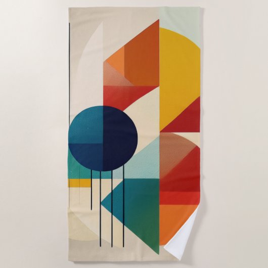Serviette De Plage Geometric Abstract Art in Bauhaus Style (Devant)