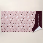Serviette De Plage Géométrie subtile : Étoiles et Triangles – Rose (Devant)