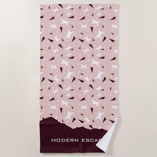 Serviette De Plage Géométrie subtile : Étoiles et Triangles – Rose (Devant)