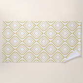 Serviette De Plage Géométrique abstrait, blanc et or (Devant)
