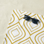 Serviette De Plage Géométrique abstrait, blanc et or (En situation)