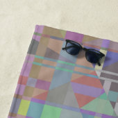 Serviette De Plage Géométrique vert violet rose (En situation)