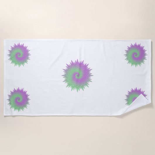 Serviette De Plage Géométrique Violet et Vert (Devant)