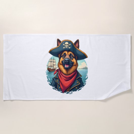 Serviette De Plage German Shepherd Dog Pirate Copy (Devant)