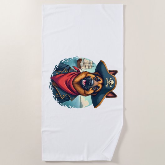 Serviette De Plage German Shepherd Dog Pirate Copy (Devant)