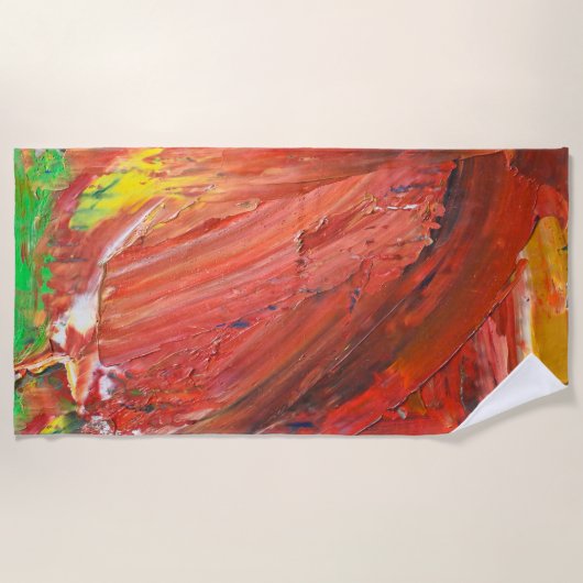 Serviette De Plage Geste Vertical Abstrait en Rouge (Devant)