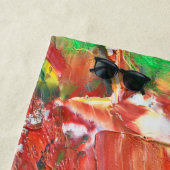 Serviette De Plage Geste Vertical Abstrait en Rouge (En situation)