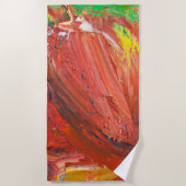 Serviette De Plage Geste Vertical Abstrait en Rouge (Devant)