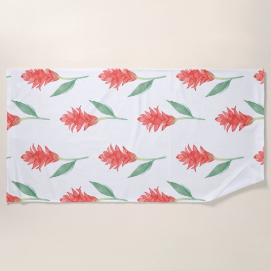 Serviette De Plage Gingembre rouge tropical (Devant)