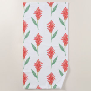 Serviette De Plage Gingembre rouge tropical