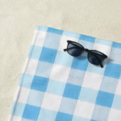 Serviette De Plage Gingham Bleu Bébé (En situation)