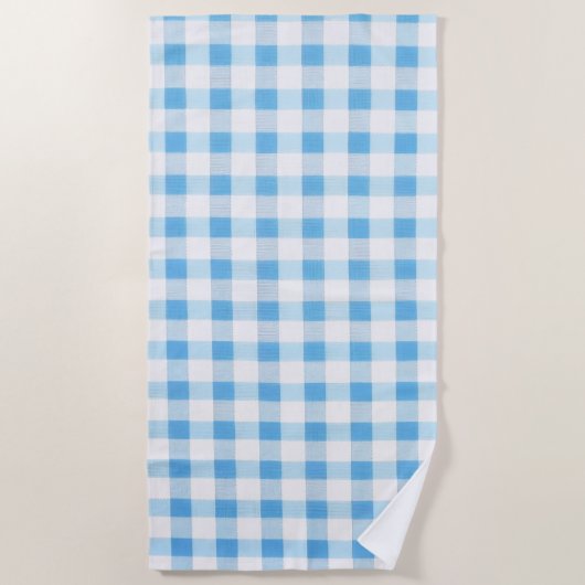 Serviette De Plage Gingham Bleu Bébé (Devant)