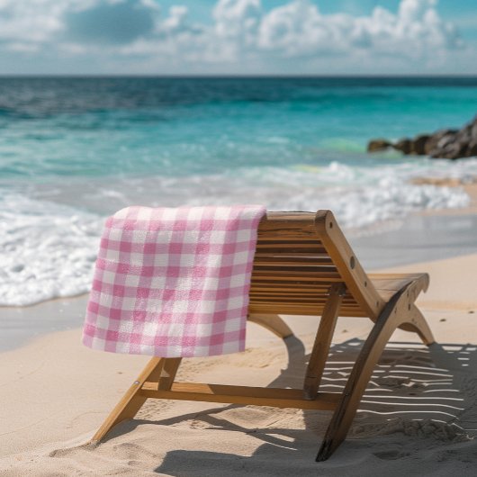 Serviette De Plage Gingham Rose Bébé