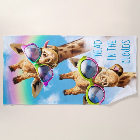 Serviette De Plage Girafe Aux Lunettes De Soleil (Devant)