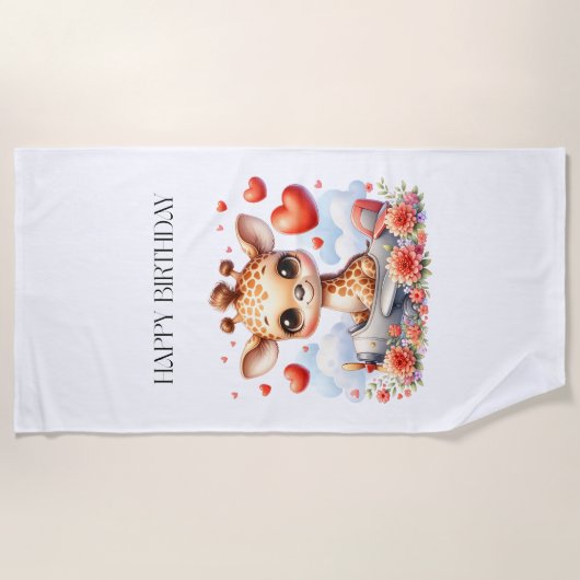 Serviette De Plage Girafe Avion Anniversaire (Devant)